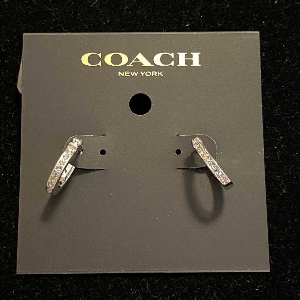 Coach Pave’ Signature C Huggie Earrings - Picture 3 of 6
